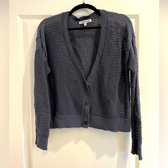 EUC Elizabeth & James Slate Blue Women’s Crochet Cardigan Sz. M - Picture 1 of 5